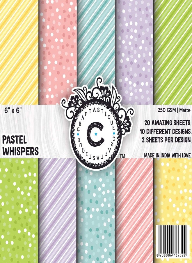 Craftastique Pastel Whispers Scrapbooking Paperpack (20 Sheets | 250 GSM) (6x6 inches) | Decorative pattern paper for art and craft DIY Greeting card paper texture sheets scrapbook sheets - Image 1